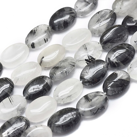 Natura Tourmalinated Quartz/Black Rutilated Quartz Beads Strands G-D0001-19-1