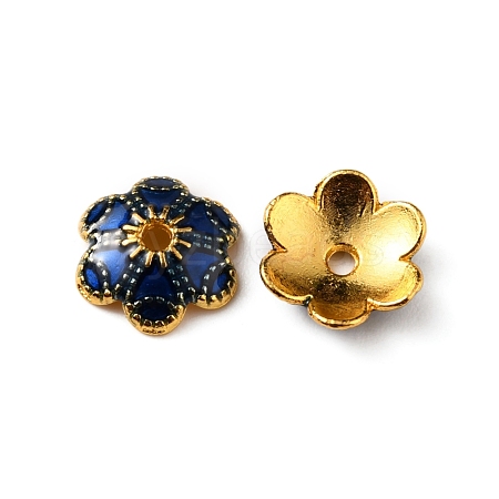 6-Petal Alloy Enamel Bead Caps ENAM-WH0063-02A-1