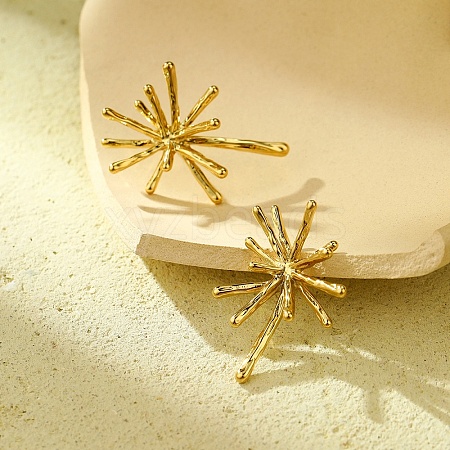 304 Stainless Steel Snowflake Stud Earrings for Women EJEW-U023-03G-1