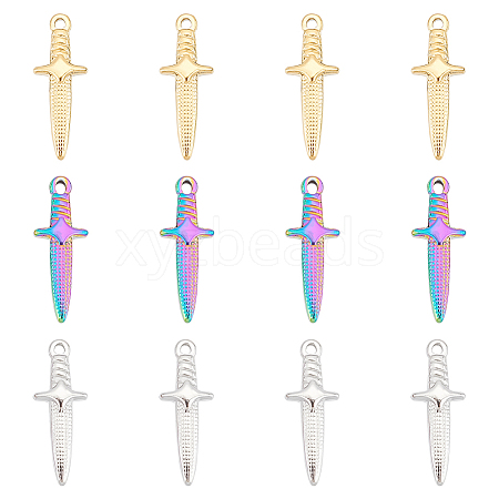 Unicraftale 12Pcs 3 Colors Ion Plating(IP) 304 Stainless Steel Pendants STAS-UN0045-87-1