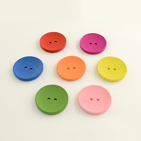 2-Hole Flat Round Wooden Buttons X-BUTT-Q032-62C-1