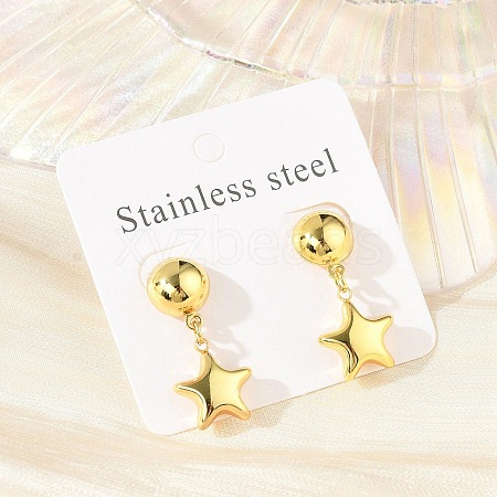 Star 304 Stainless Steel Dangle Stud Earrings EJEW-A125-46G-1