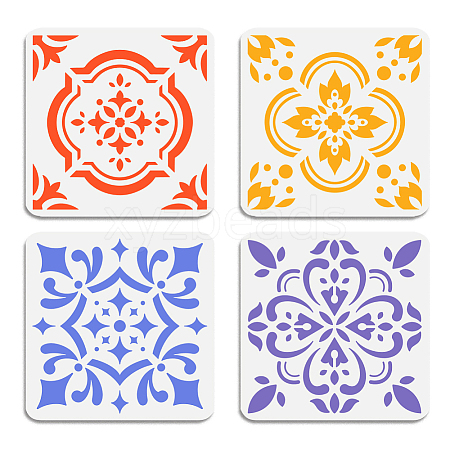 4Pcs 4 Styles PET Hollow Out Drawing Painting Stencils DIY-WH0669-006-1