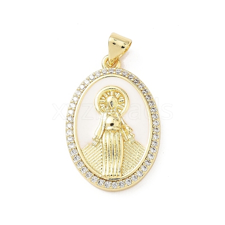 Brass Micro Pave Clear Cubic Zirconia Pendants KK-B141-48G-01-1