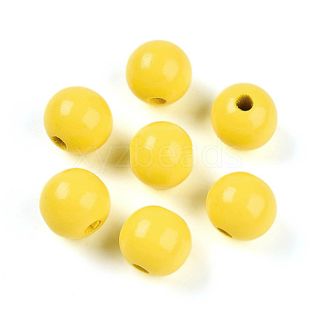 Painted Natural Wood Beads WOOD-A018-16mm-18-1