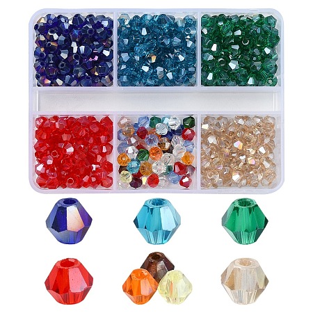 600Pcs 6 Styles Electroplate Glass Bead Strands EGLA-YW0001-66G-1