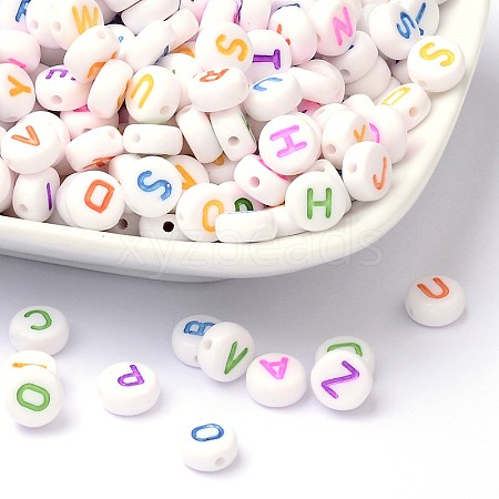 Initial Acrylic Horizontal Hole Beads X-OACR-E001-20-1