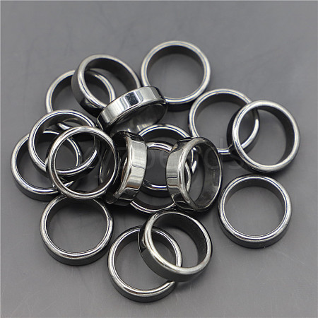 Non-Magnetic Synthetic Hematite Plain Band Ring FIND-PW0021-11C-1