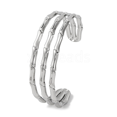 304 Stainless Steel Cuff Bangles for Women BJEW-B104-19P-1