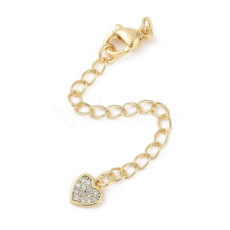 Brass Micro Pave Cubic Zirconia Ends with Chains KK-U043-03G-1