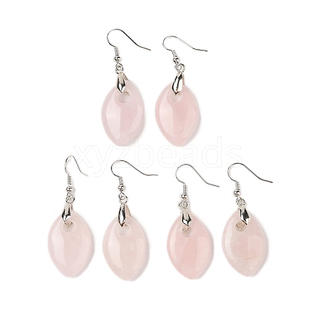 Natural Rose Quartz Dangle Earrings EJEW-F343-B08-1