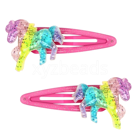 2Pcs Cute Bright Sparkle Unicorn Snap Hair Clips PW-WG9B2E6-03-1