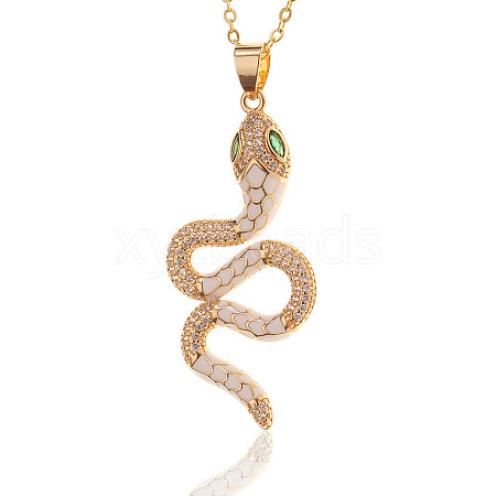 Bohemian Snake Pendant Necklace with Oil Drop Inlaid Diamonds for Women - Festival Gift ST0898425-1