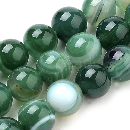 Natural Striped Agate/Banded Agate Beads Strands G-S259-04E-10mm-1