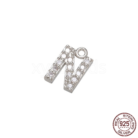 Real Platinum Plated Rhodium Plated 925 Sterling Silver Micro Pave Clear Cubic Zirconia Charms STER-P054-10P-N-1