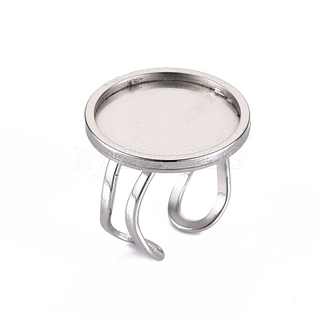 Tarnish Resistant 201 Stainless Steel Cuff Pad Ring Settings STAS-S080-040F-P-1