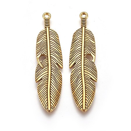 Tibetan Style Alloy Feather Big Pendants LS-TIBEP-A12720-AG-RS-1
