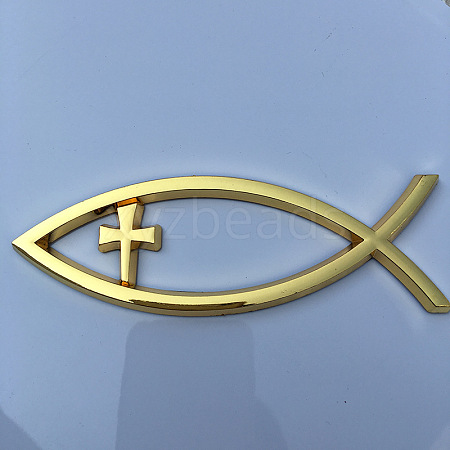 Waterproof 3D Jesus Fish ABS Plastic Self Adhesive Sticker RELI-PW0001-096B-01-1