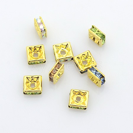 Brass Rhinestone Spacer Beads RSB072NFG-1