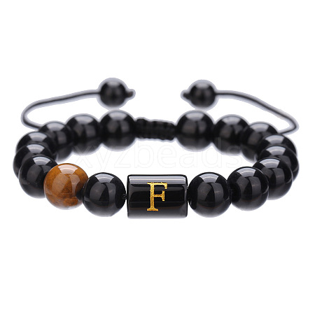 Adjustable Natural Tiger Eye and Glass Beaded Braided Bead Bracelets for Men Women FS-WGD7D76-06-1