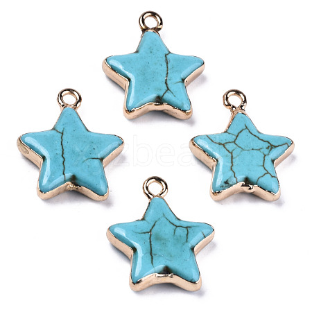 Star Synthetic Turquoise Pendants G-N326-69B-01-1