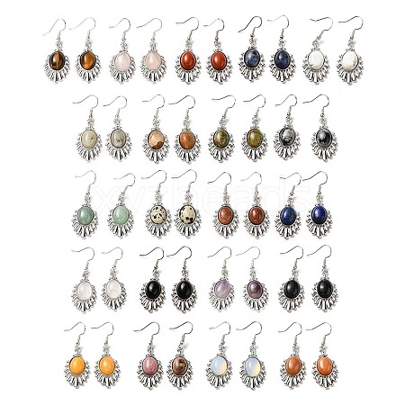 Natural & Synthetic Mixed Gemstone Teardrop Dangle Earrings EJEW-K246-01P-1