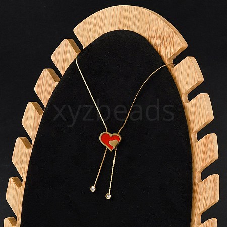 PVD Vacuum Plating 304 Stainless Steel Enamel Heart Pendant Necklaces NJEW-C063-04G-01-1