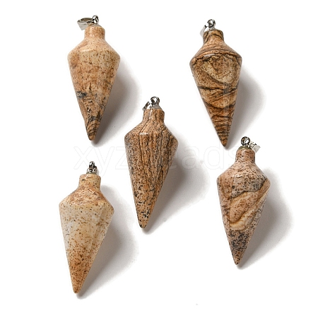 Natural Picture Jasper Pendants G-Z055-02P-18-1