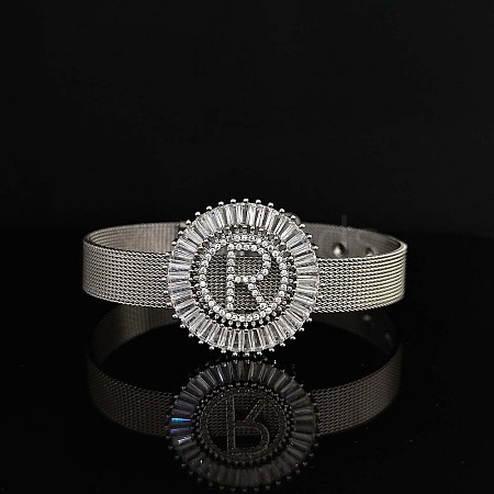 Brass Micro Pave Clear Cubic Zirconia Bangles for Women FS-WGA7409-22-1