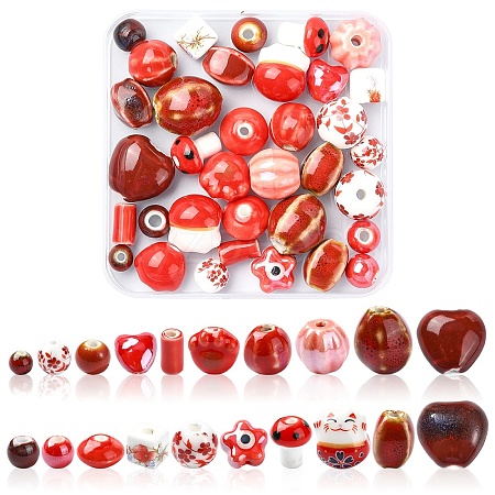 40Pcs 20 Styles Handmade Porcelain Beads Sets PORC-YW0001-14-1