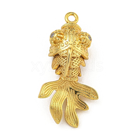 Rack Plating Brass Micro Pave Cubic Zirconia Pendants KK-U035-11G-1