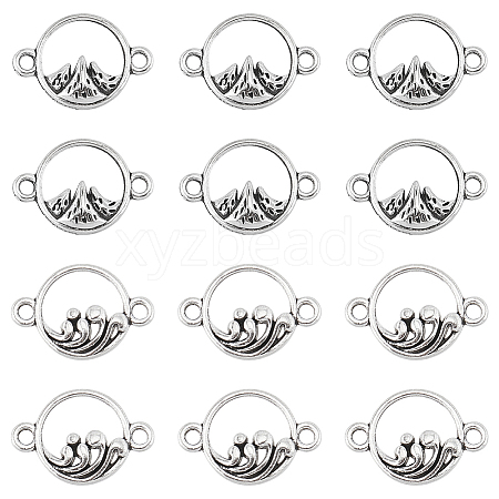 SUNNYCLUE 120Pcs 2 Styles Tibetan Style Alloy Connector Charms TIBEP-SC0002-70-1