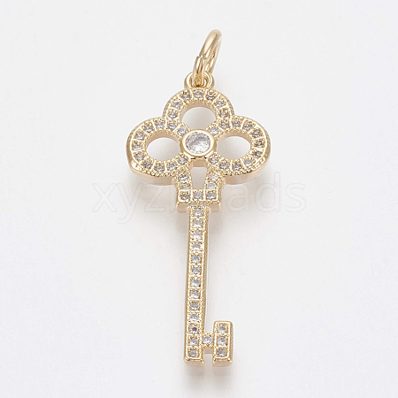 Brass Micro Pave Cubic Zirconia Pendants ZIRC-Q018-036G-1