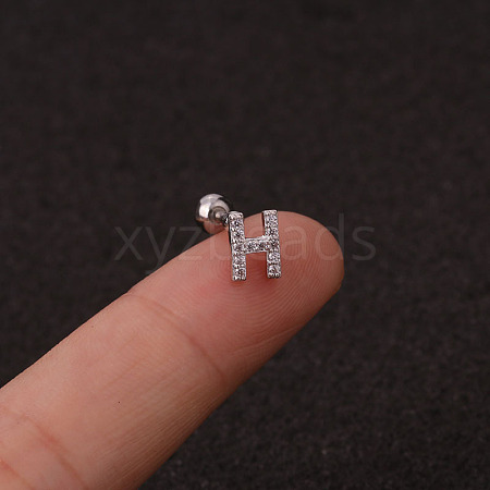 316L Surgical Stainless Steel Micro Pave Clear Cubic Zirconia Cartilage Earrings WG3A850-15-1