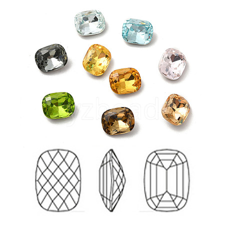 Faceted K9 Glass Rhinestone Cabochons GGLA-R042-01B-1