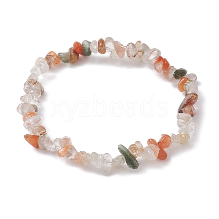 Natural Rutilated Quartz Chips Beaded Stretch Bracelets for Women BJEW-JB10046-14-1