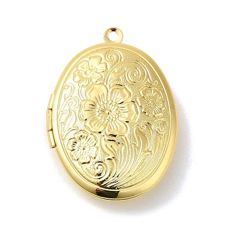 Rack Plating Brass Locket Pendants KK-K277-03G-1