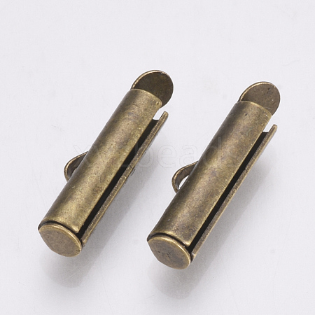 Brass Slide On End Clasp Tubes KK-Q747-11B-AB-1