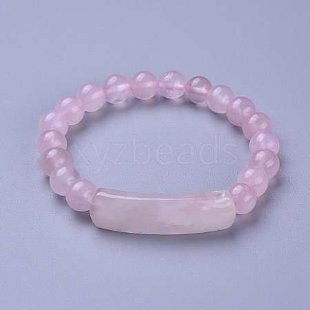 Natural Rose Quartz Stretch Bracelets BJEW-F395-D01-1