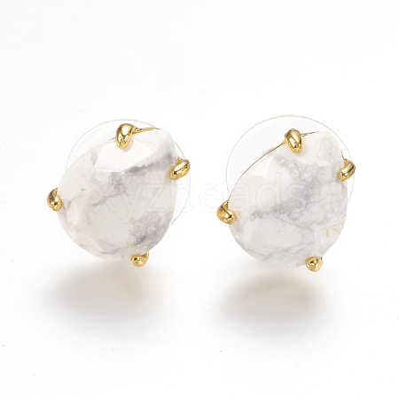 Natural Howlite Stud Earrings EJEW-L196-03A-1