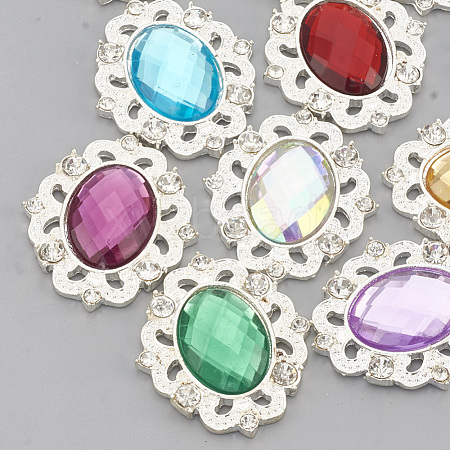 Alloy Acrylic Rhinestone Cabochons X-RB-N050-01-24S-1