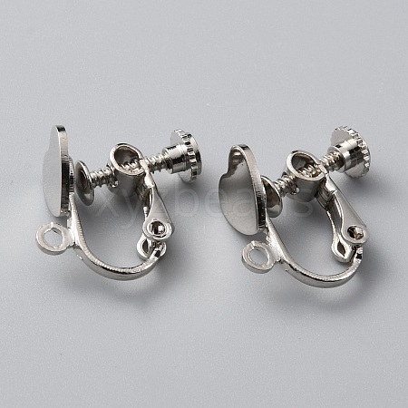 Heart Brass Clip-on Earring Findings KK-TAC0005-03P-1