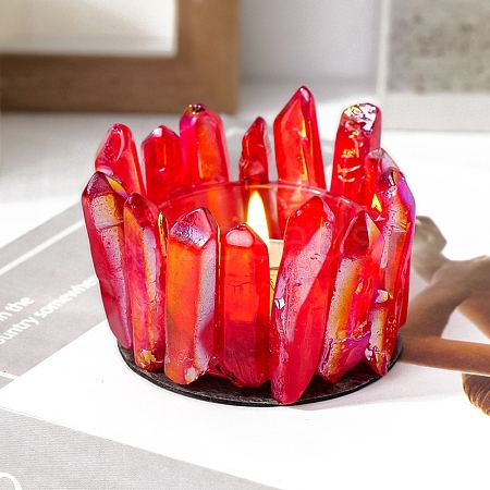 Electroplated Natural Quartz Crystal Candle Holder PW-WG59F09-04-1