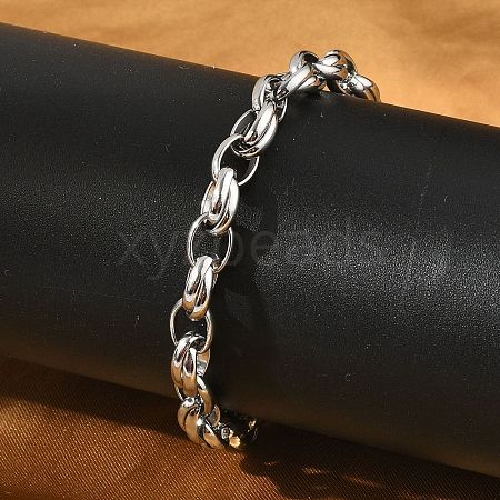 304 Stainless Steel Oval Link Chains Bracelets for Men & Women BJEW-D042-35P-1