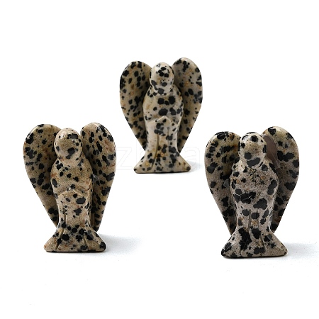 Natural Dalmatian Jasper Angel Figurine DJEW-N006-01A-17-1