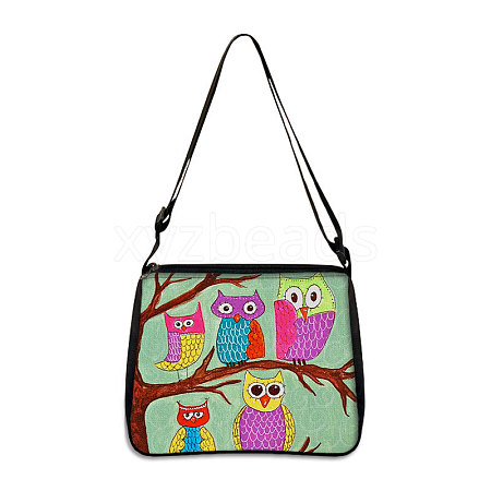 Owl Printed Polyester Shoulder Bags PW-WG8B7D6-21-1