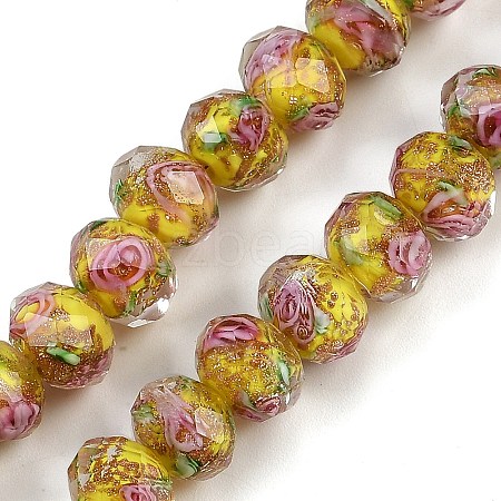 Handmade Gold Sand Lampwork Beads Strands LAMP-R141-10mm-23-1