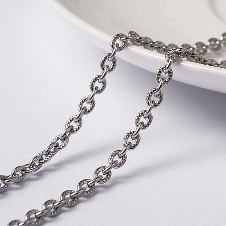 Tarnish Resistant 304 Stainless Steel Textured Cable Chains CHS-H007-46P-1