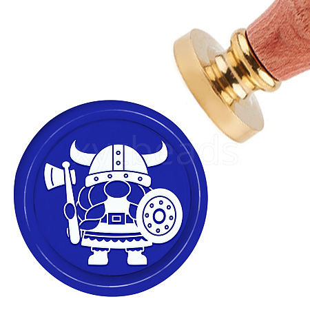 Brass Wax Seal Stamp with Handle AJEW-WH0184-0369-1