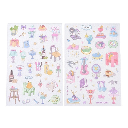 2Pcs 2 Styles PET Self-Adhesive Stickers STIC-P011-A03-1